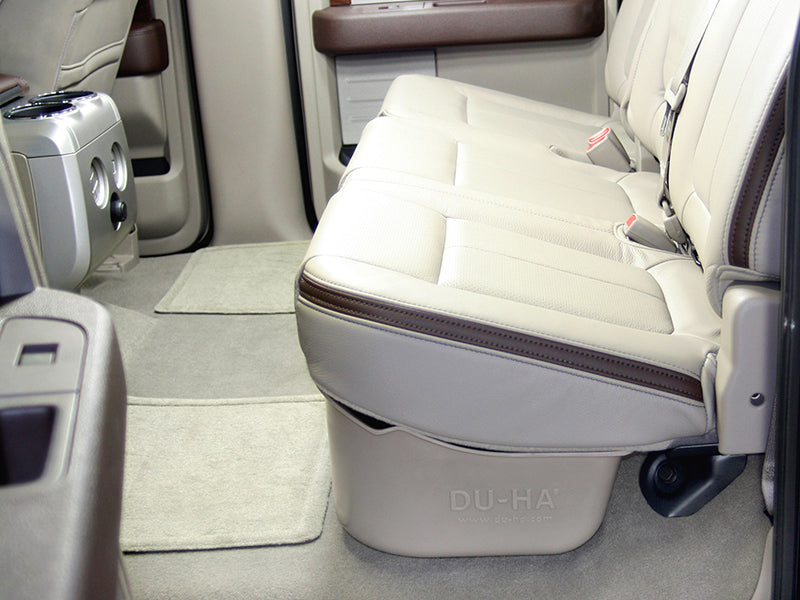 Du-Ha storage container hidden under seat in Ford SUV