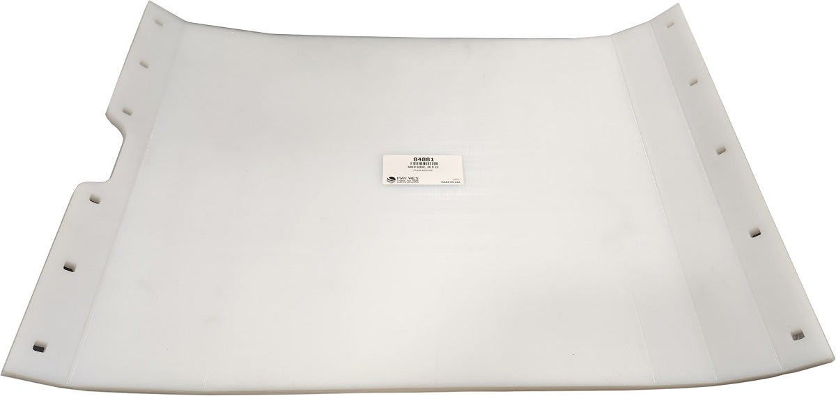 White UHMW poly skid shoe for Kuhn Merge Maxx hay merger part number 84881