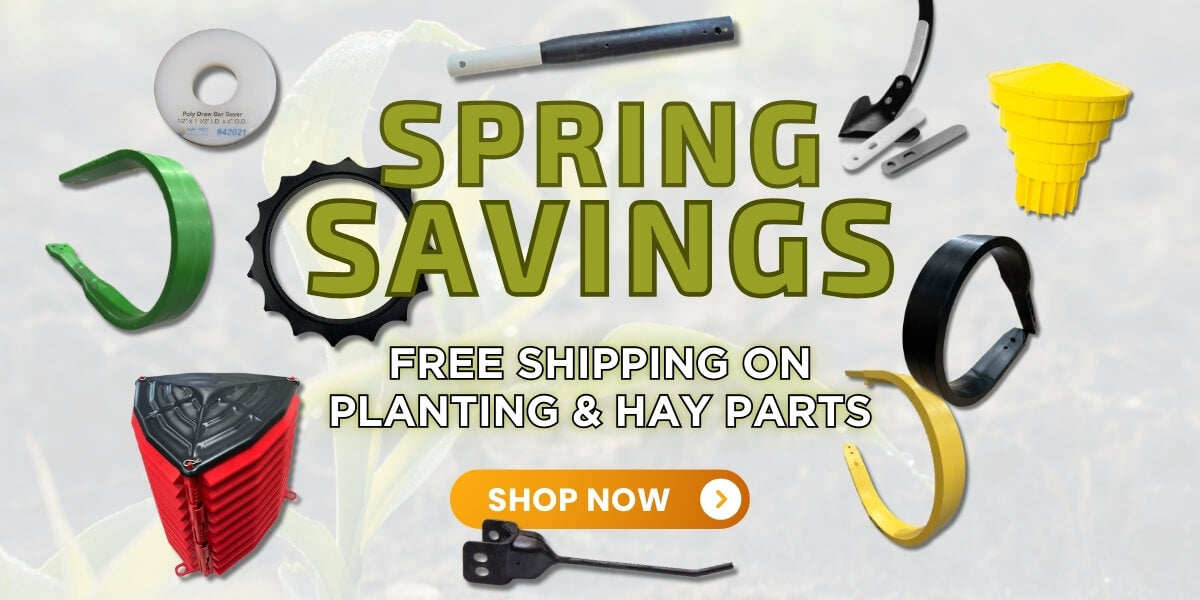 May Wes Spring Savings Event banner featuring planting and hay products