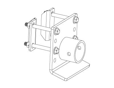 Drawing of May Wes Outer Header Bracket for Case IH C500 series G4 Stalk Stompers