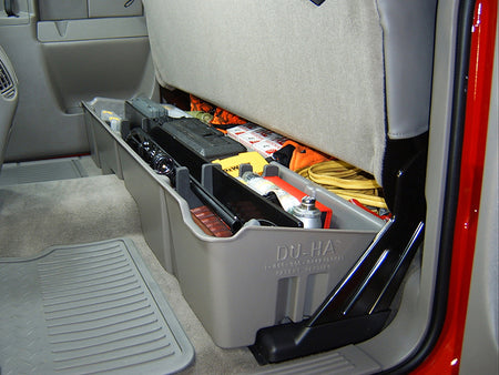 Du-Ha storage tote and components for 1999-2007 Classic Chevy/GM with tools stored under seat