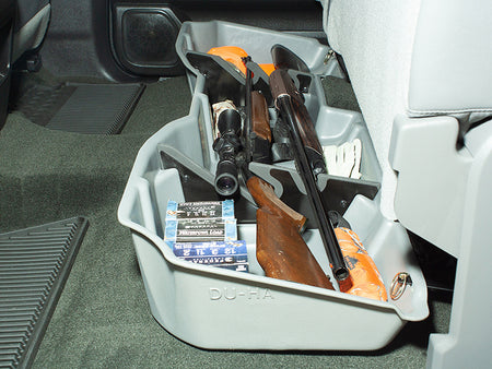 Du-Ha container storing hunting guns and accessories under seat