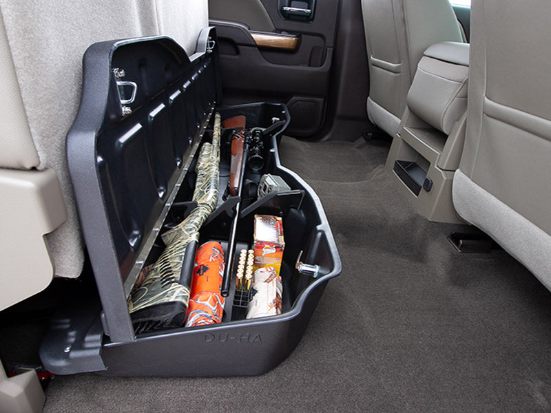 DU-HA Underseat Storage / Gun Case for 2014-2018 Chevy/GM Lt Duty & 2015-2019 HD Crew - Black w/ Lockable Lid