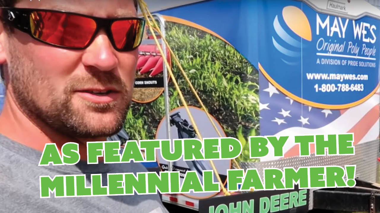 Load video: Zach Johnson, the Minnesota Millennial Farmer, in front of May Wes Manufacturing trailer